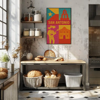 San Antonio Cultural Pop Art Travel Poster PosterGoat