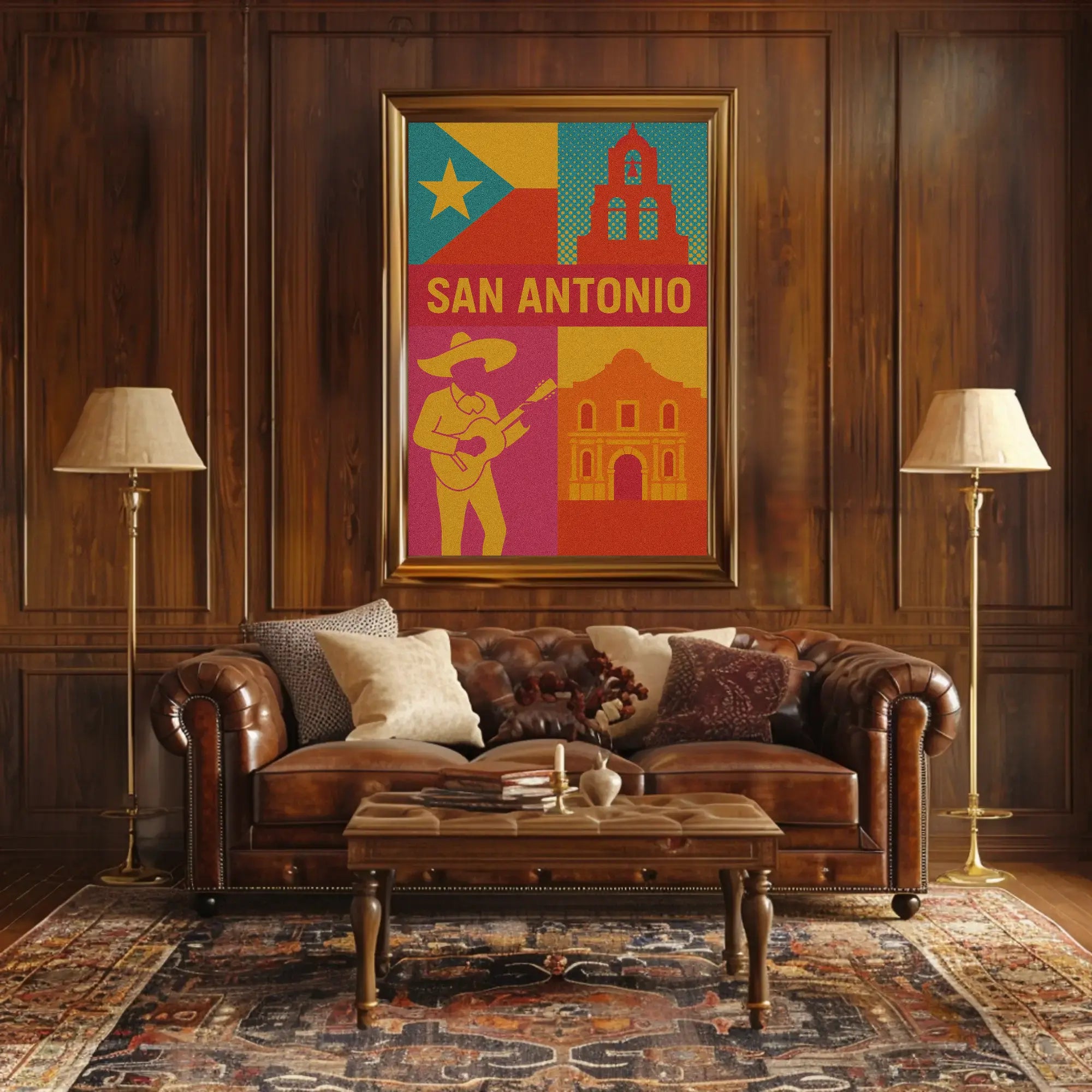 San Antonio Cultural Pop Art Travel Poster PosterGoat