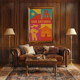 San Antonio Cultural Pop Art Travel Poster PosterGoat