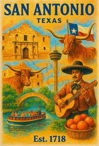 San Antonio Icons Celebratory Art Cultural Heritage Poster PosterGoat