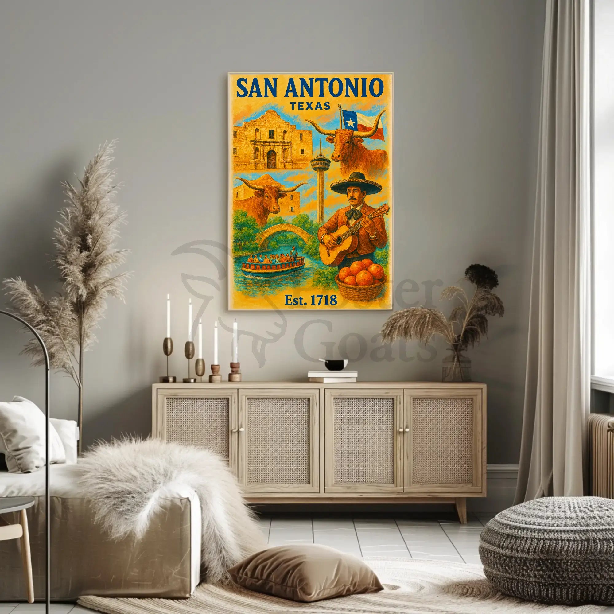 San Antonio Icons Celebratory Art Cultural Heritage Poster PosterGoat