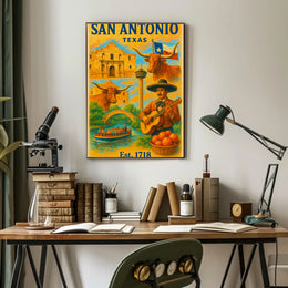 San Antonio Icons Celebratory Art Cultural Heritage Poster PosterGoat