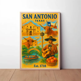 San Antonio Icons Celebratory Art Cultural Heritage Poster PosterGoat