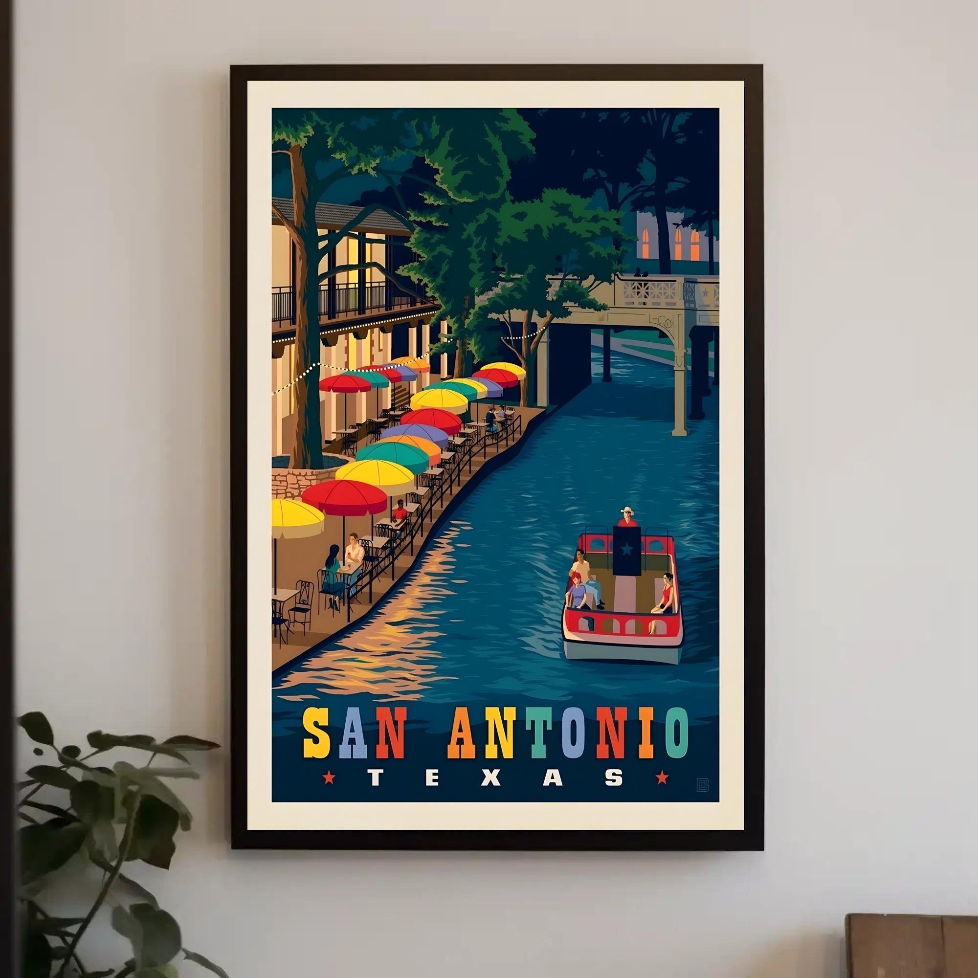 San Antonio River Walk Vintage Travel Poster PosterGoat