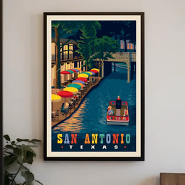 San Antonio River Walk Vintage Travel Poster PosterGoat