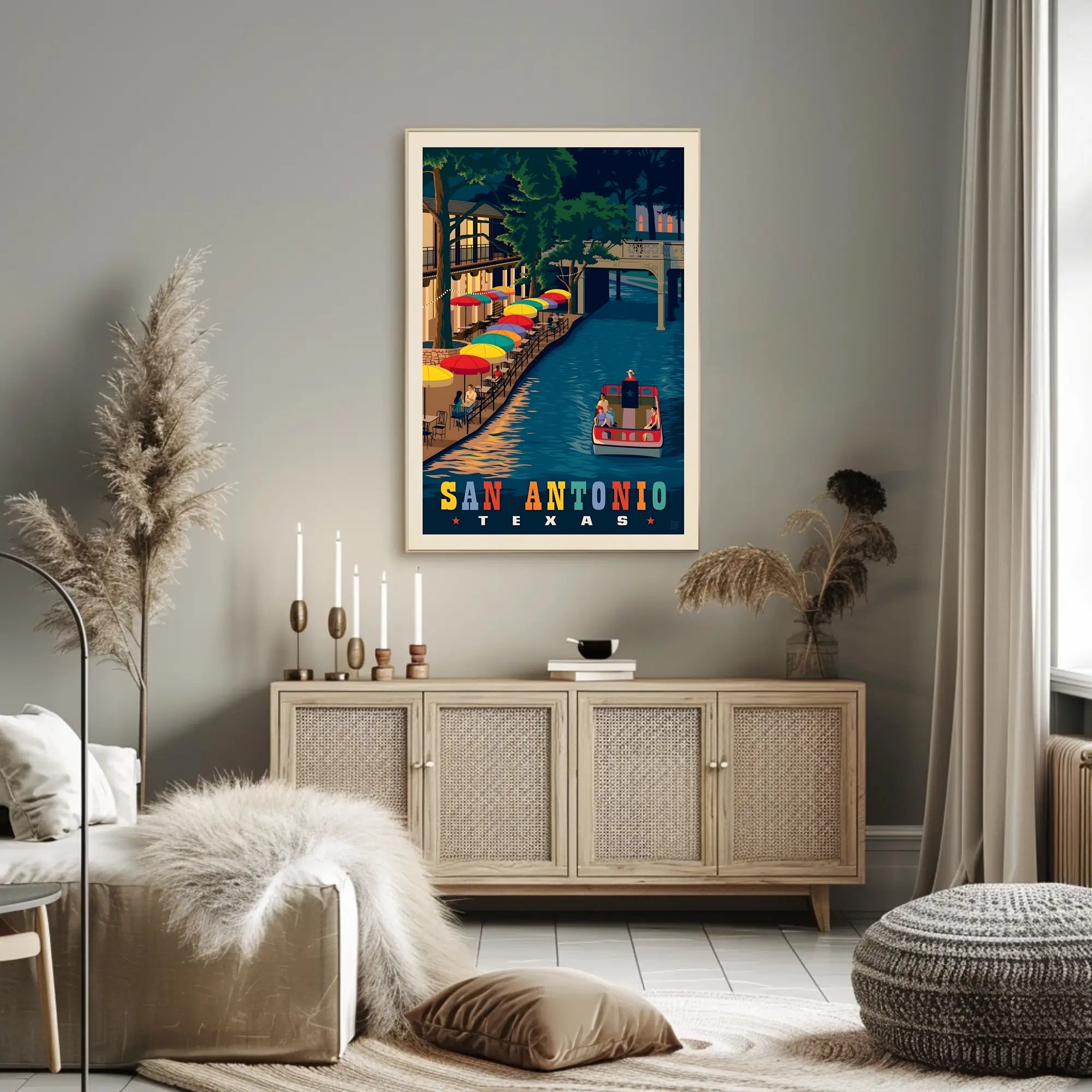 San Antonio River Walk Vintage Travel Poster PosterGoat