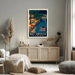 San Antonio River Walk Vintage Travel Poster PosterGoat