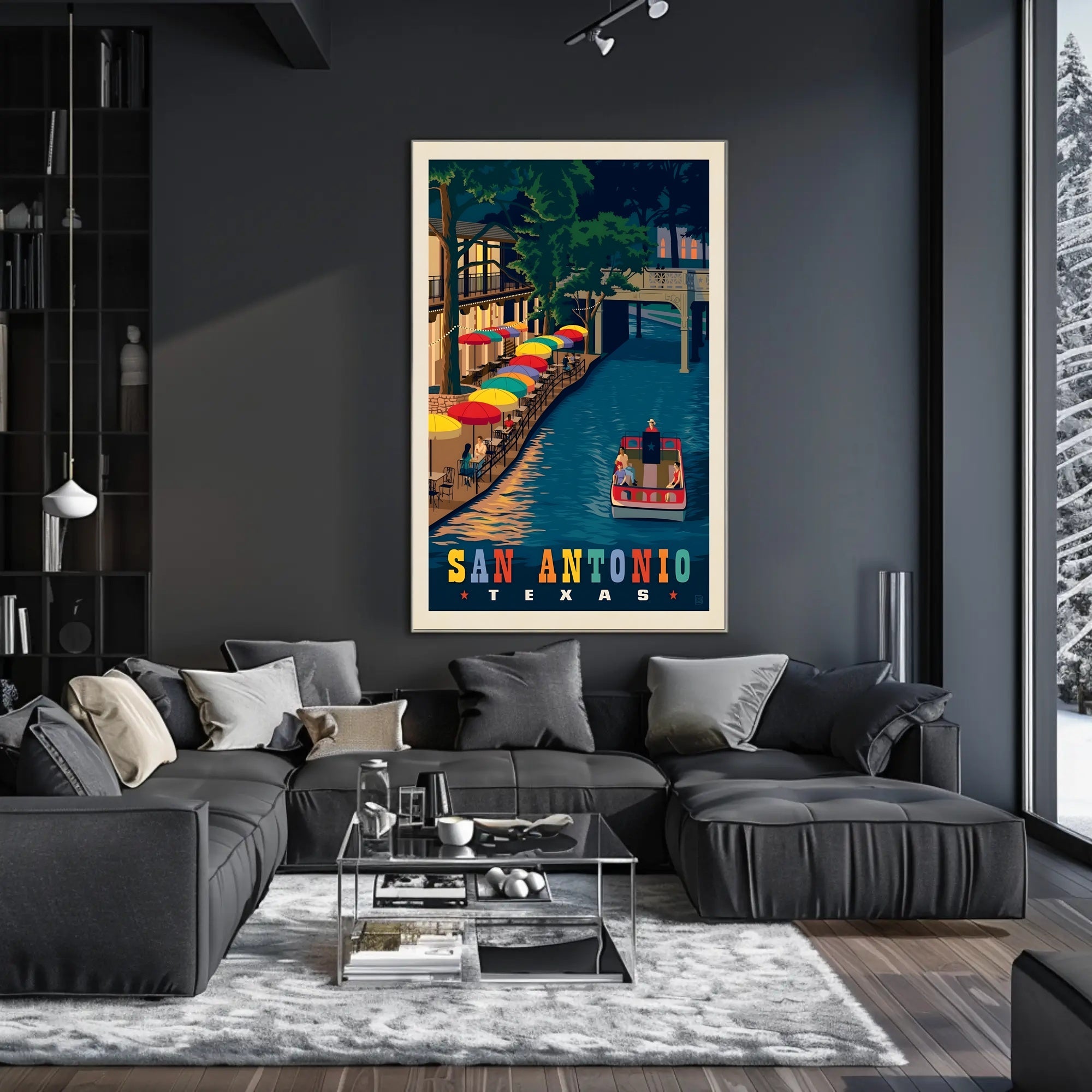 San Antonio River Walk Vintage Travel Poster PosterGoat