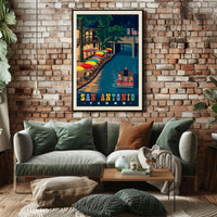 San Antonio River Walk Vintage Travel Poster PosterGoat
