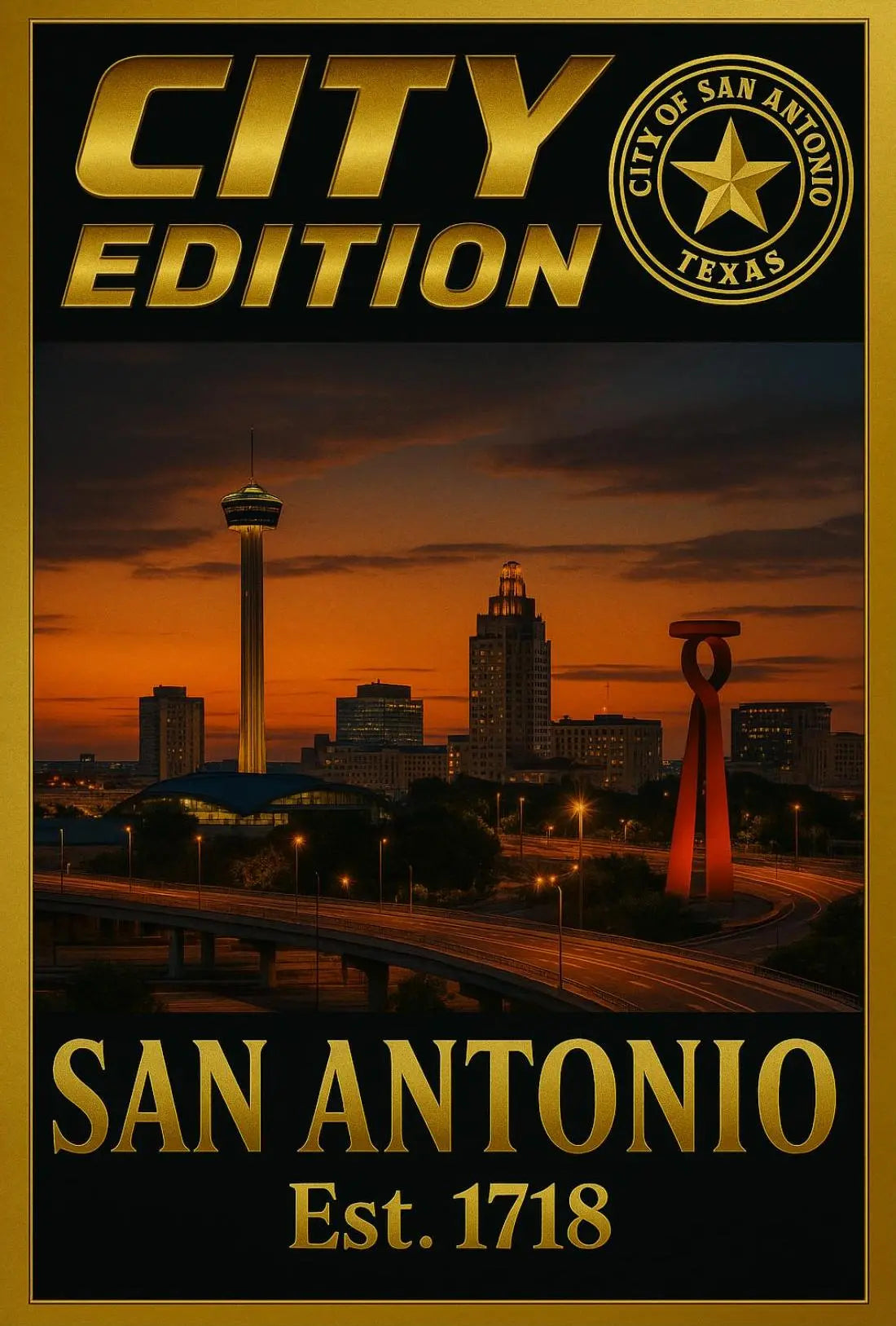 San Antonio Skyline Retro Modern Travel Poster PosterGoat