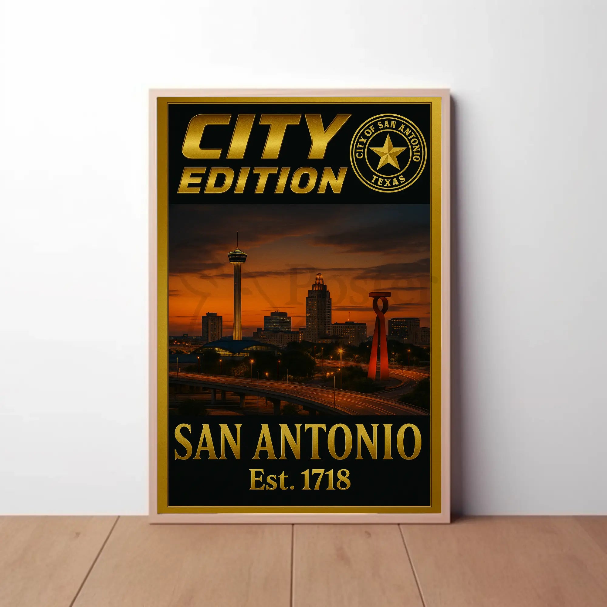 San Antonio Skyline Retro Modern Travel Poster PosterGoat