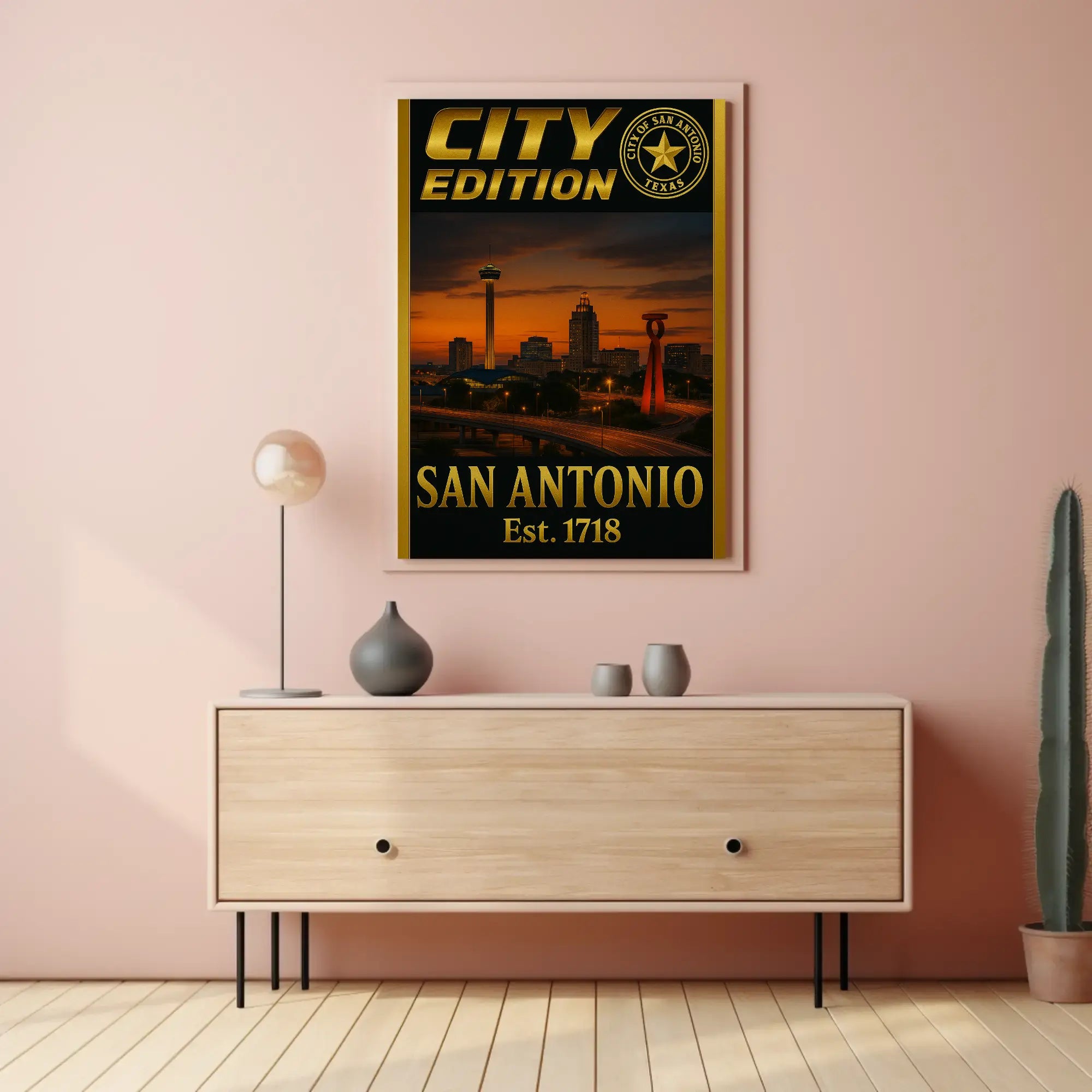 San Antonio Skyline Retro Modern Travel Poster PosterGoat