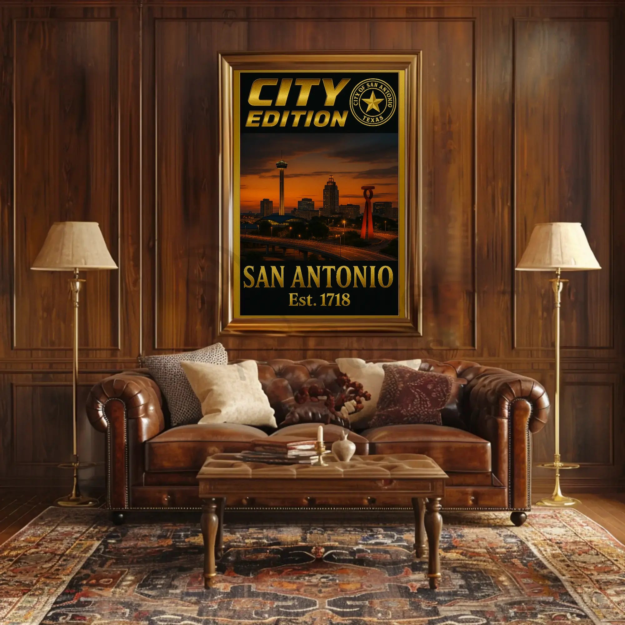 San Antonio Skyline Retro Modern Travel Poster PosterGoat