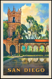San Diego Architectural Reflection Travel Poster PosterGoat