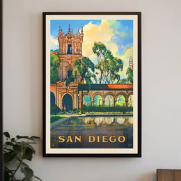 San Diego Architectural Reflection Travel Poster PosterGoat