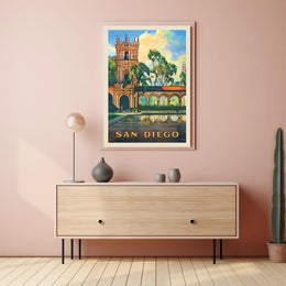 San Diego Architectural Reflection Travel Poster PosterGoat