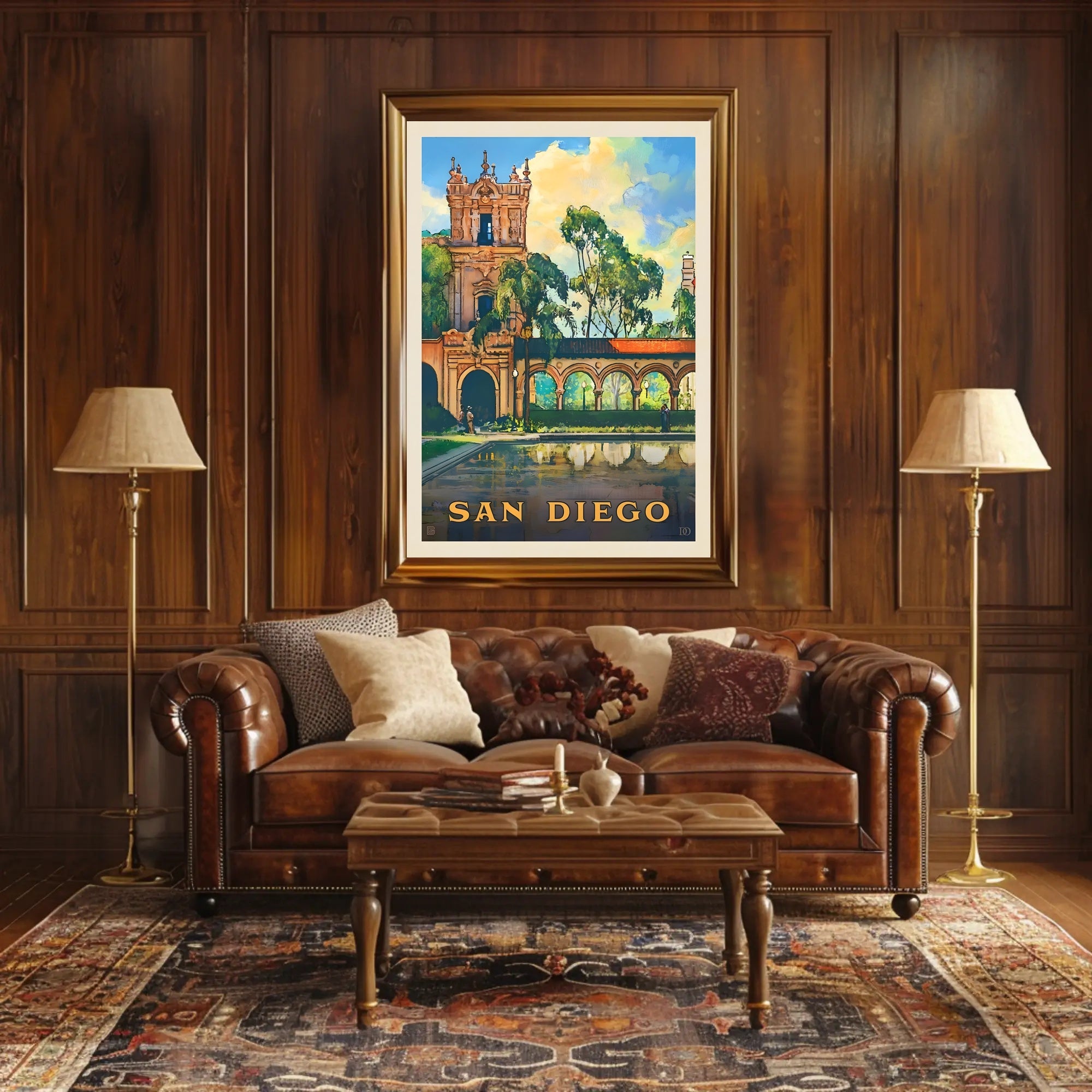 San Diego Architectural Reflection Travel Poster PosterGoat