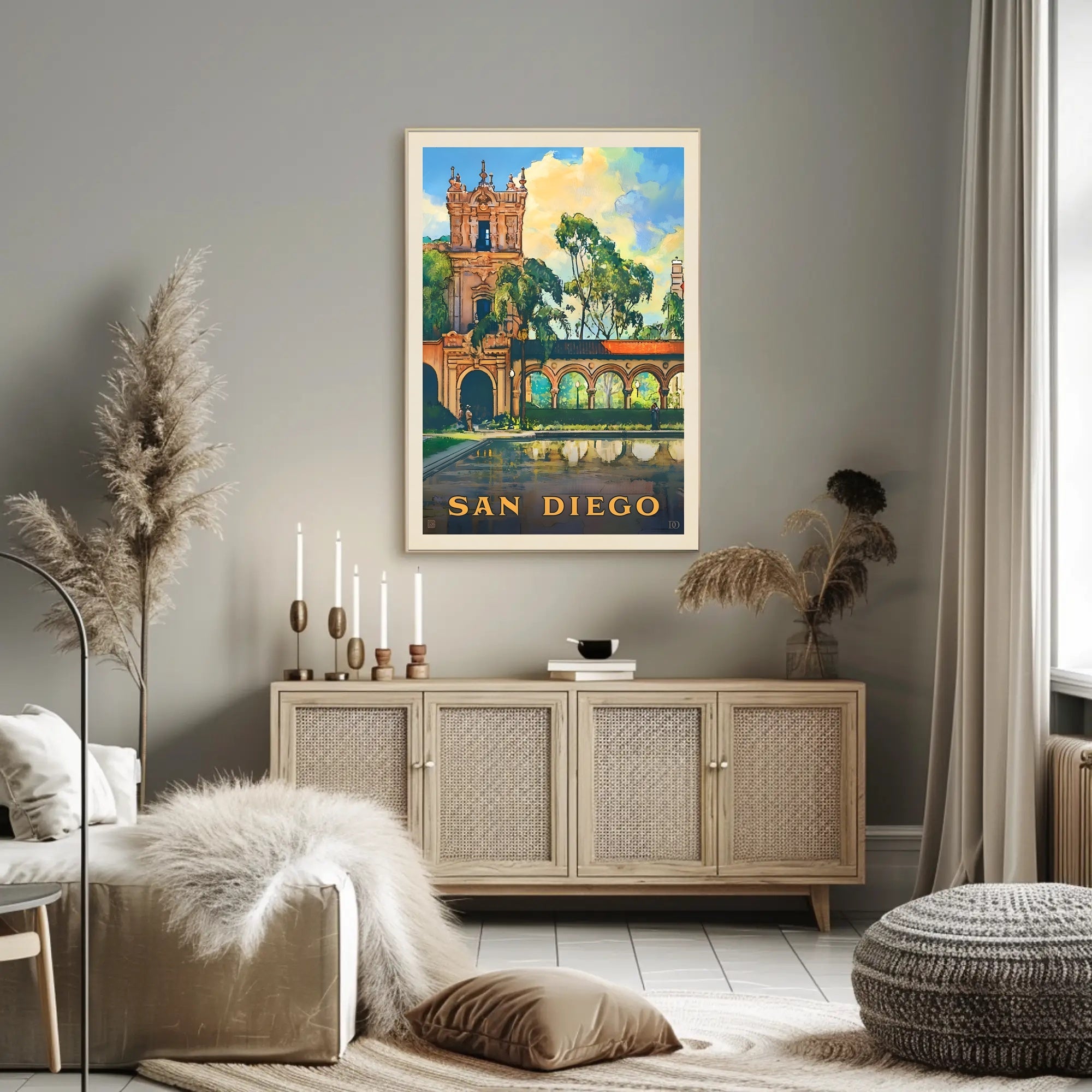San Diego Architectural Reflection Travel Poster PosterGoat