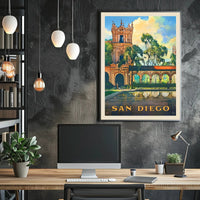 San Diego Architectural Reflection Travel Poster PosterGoat