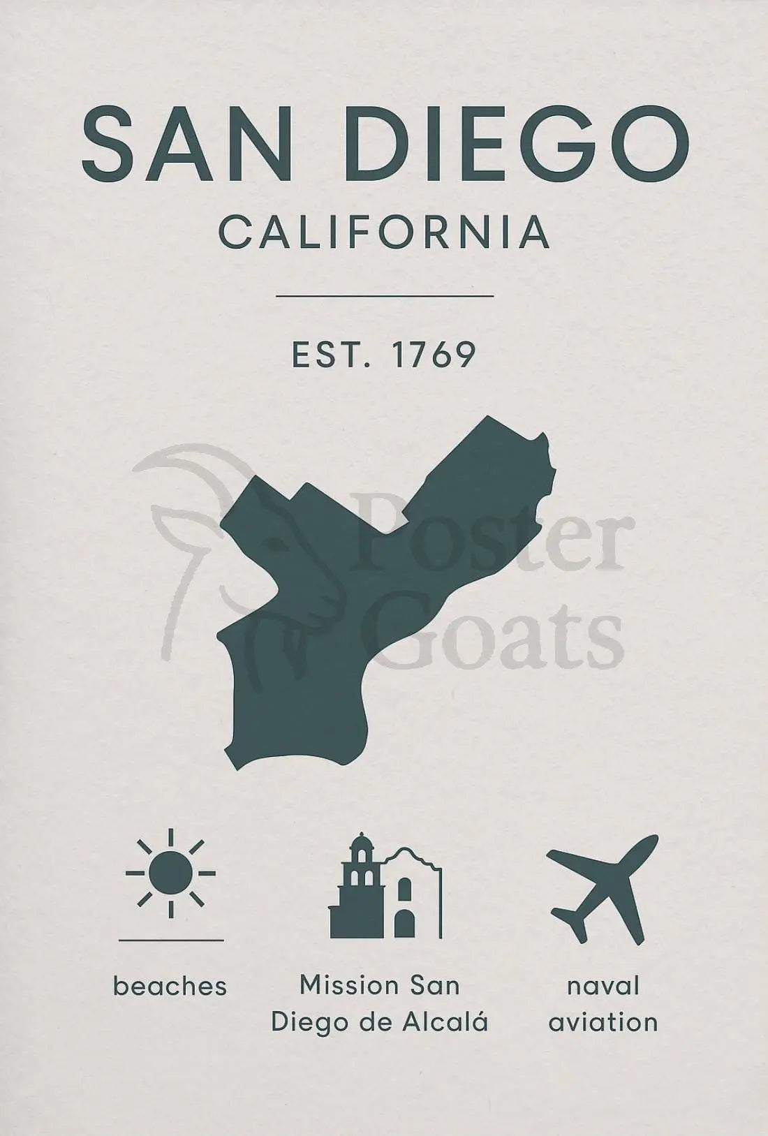 San Diego California Minimalist Travel Poster PosterGoat