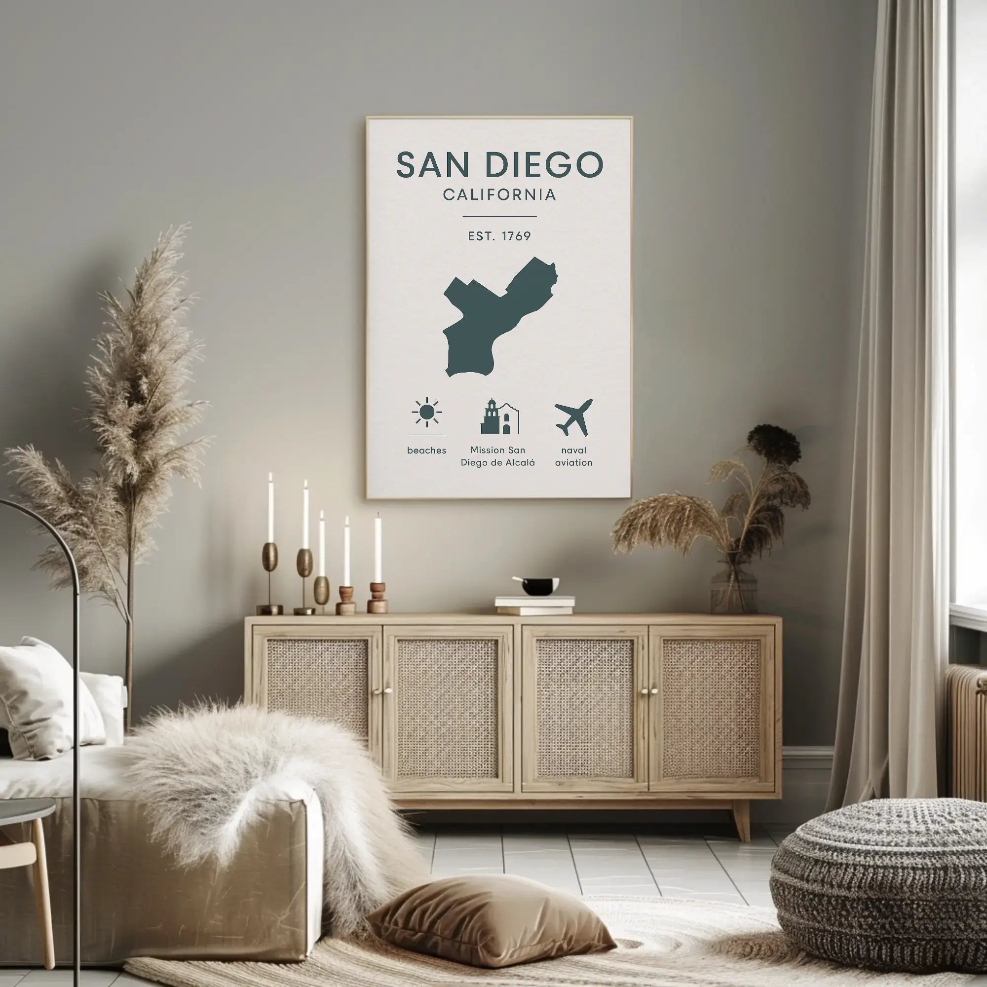 San Diego California Minimalist Travel Poster PosterGoat
