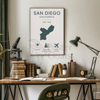 San Diego California Minimalist Travel Poster PosterGoat
