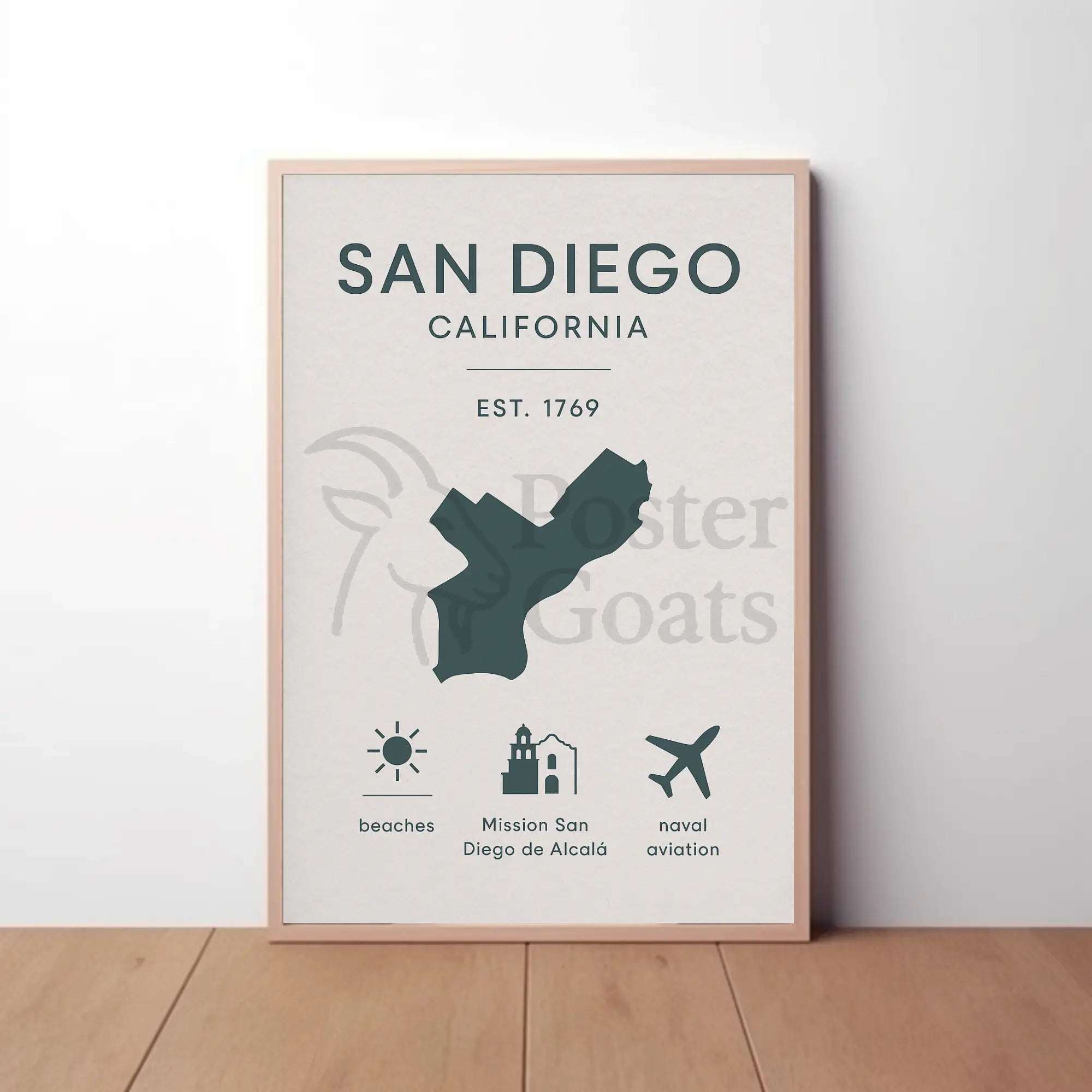 San Diego California Minimalist Travel Poster PosterGoat