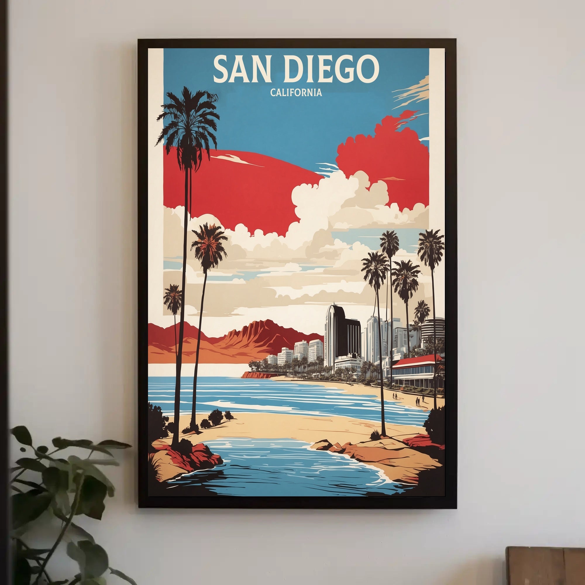 San Diego Coastal Cityscape Vintage Travel Poster PosterGoat
