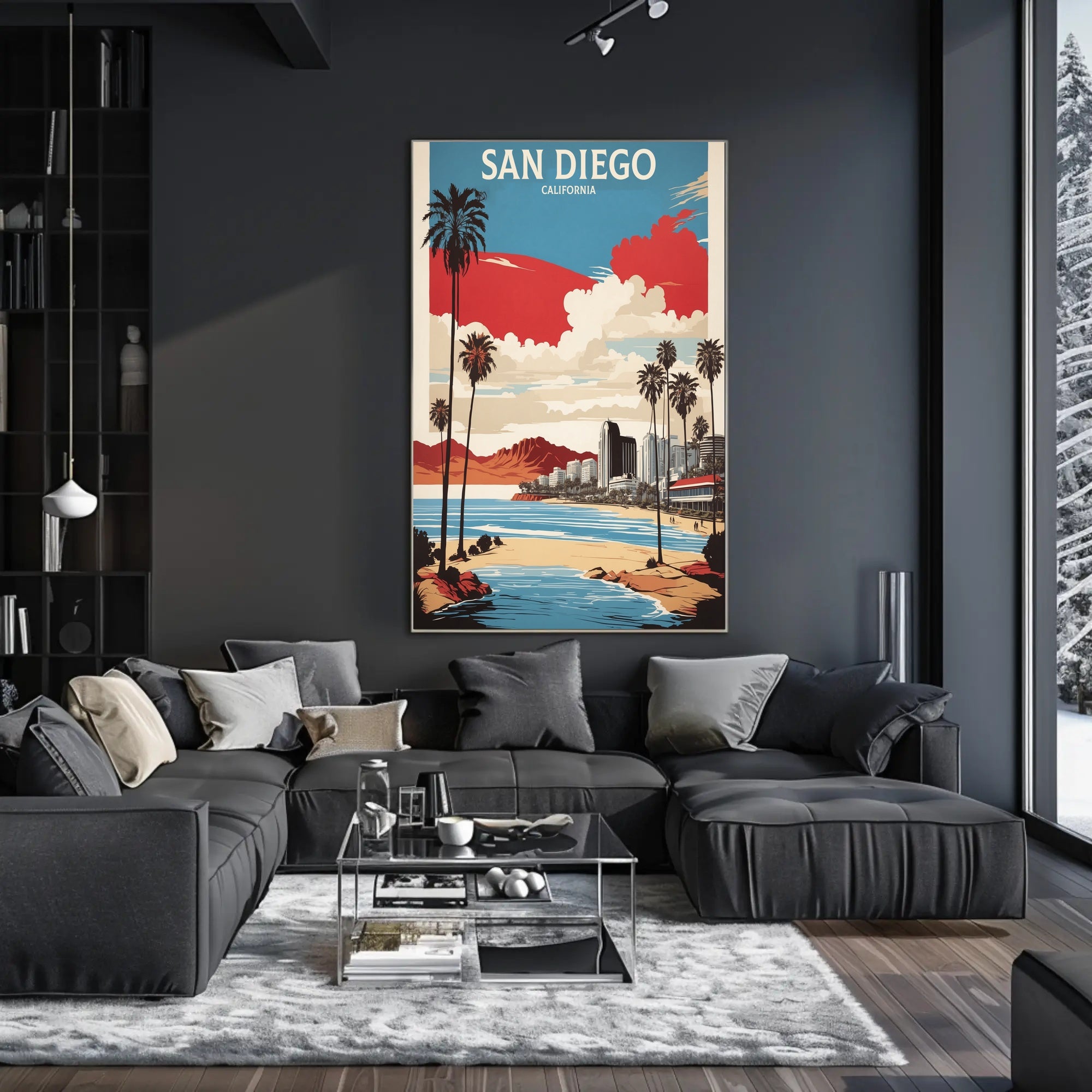 San Diego Coastal Cityscape Vintage Travel Poster PosterGoat