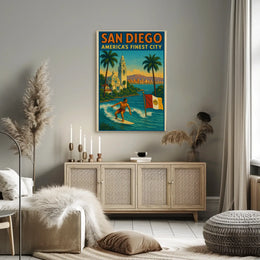 San Diego Surf Adventure Vintage Travel Poster PosterGoat