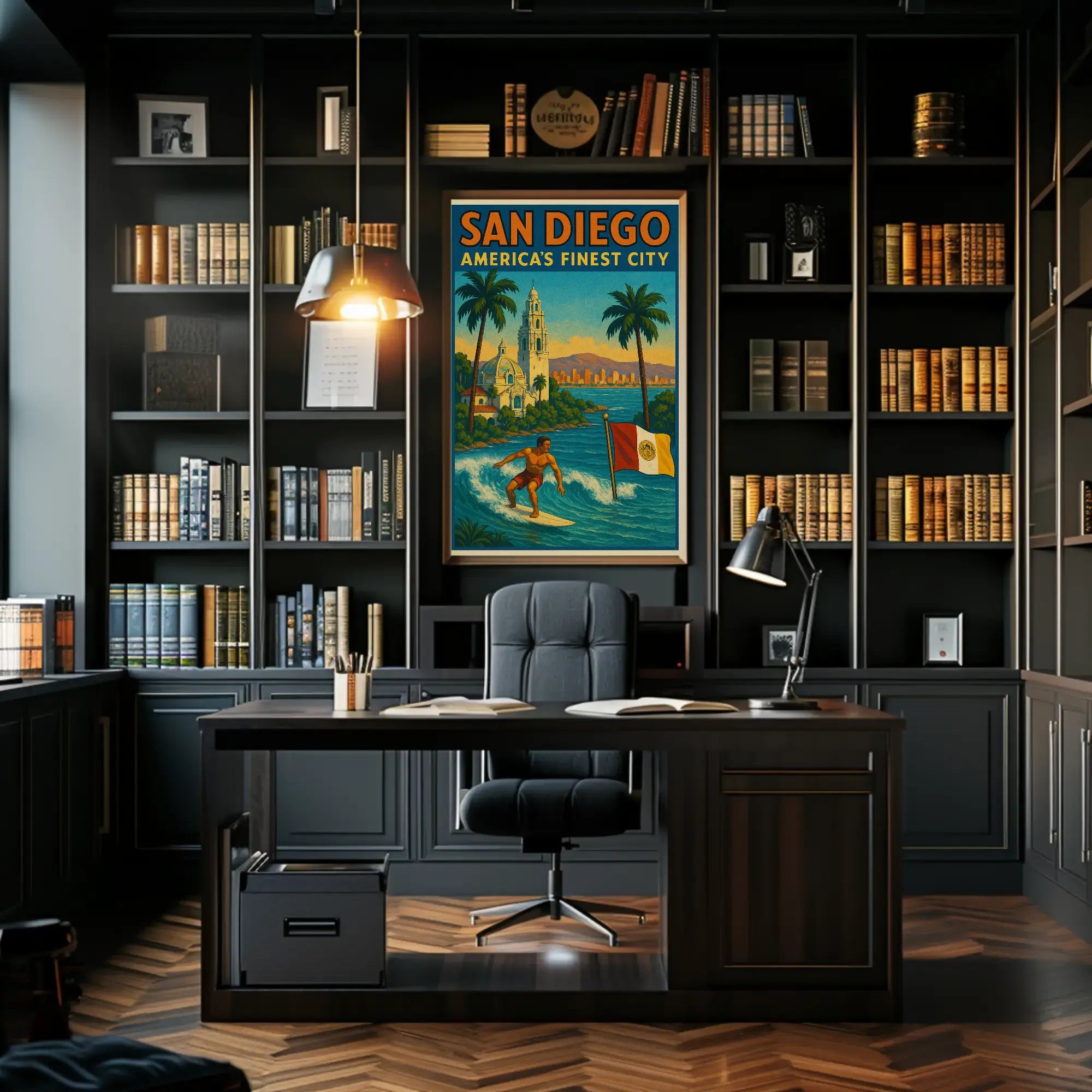 San Diego Surf Adventure Vintage Travel Poster PosterGoat