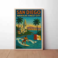 San Diego Surf Adventure Vintage Travel Poster PosterGoat
