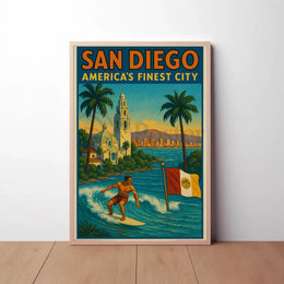 San Diego Surf Adventure Vintage Travel Poster PosterGoat