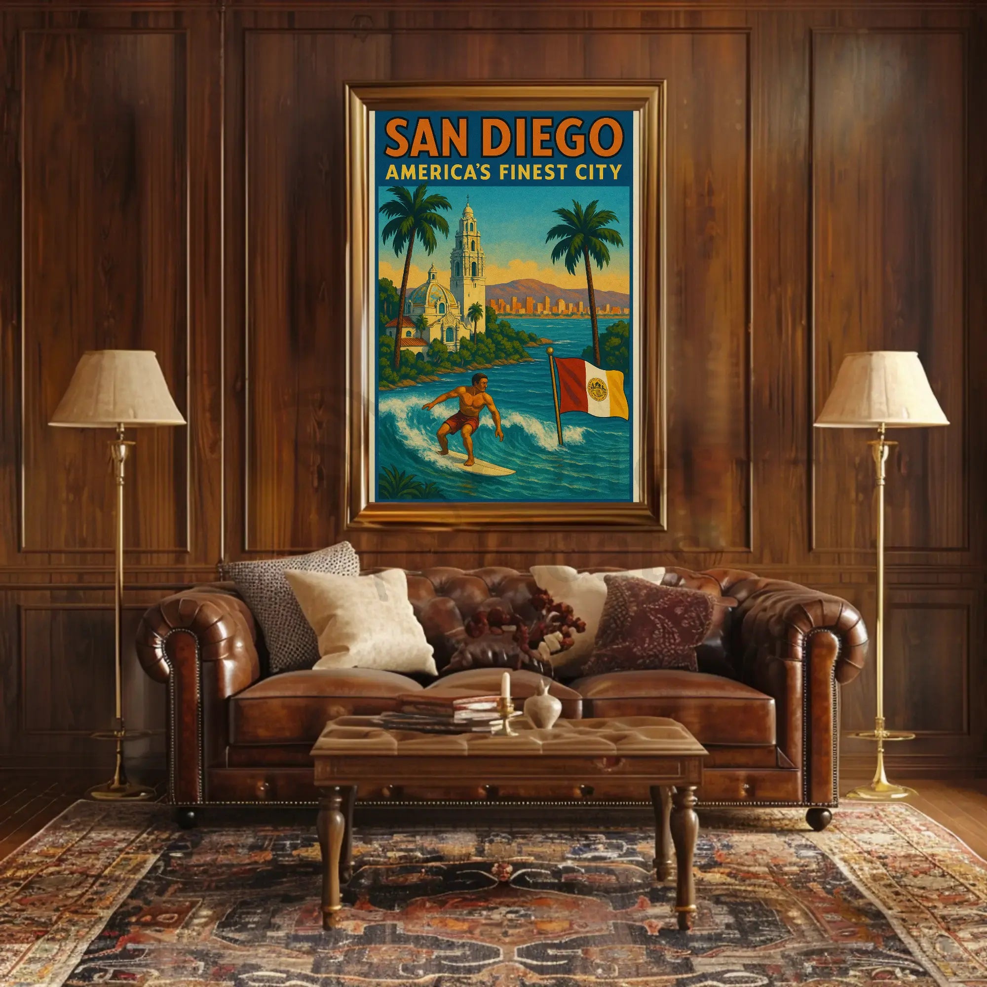 San Diego Surf Adventure Vintage Travel Poster PosterGoat