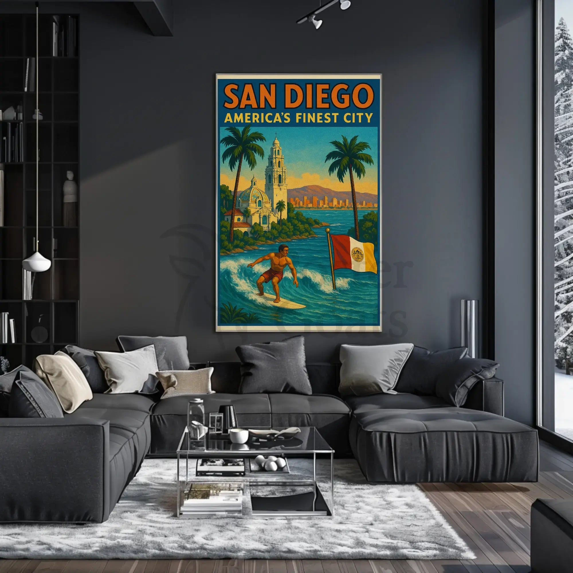 San Diego Surf Adventure Vintage Travel Poster PosterGoat