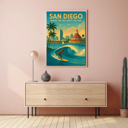 San Diego Where the Sea Meets the Sun Poster PosterGoat