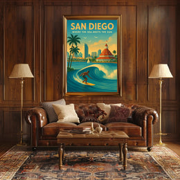San Diego Where the Sea Meets the Sun Poster PosterGoat