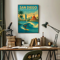 San Diego Where the Sea Meets the Sun Poster PosterGoat