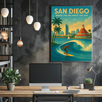 San Diego Where the Sea Meets the Sun Poster PosterGoat