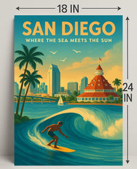 San Diego Where the Sea Meets the Sun Poster PosterGoat