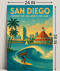 San Diego Where the Sea Meets the Sun Poster PosterGoat