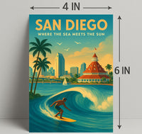 San Diego Where the Sea Meets the Sun Poster PosterGoat