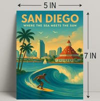 San Diego Where the Sea Meets the Sun Poster PosterGoat