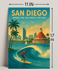 San Diego Where the Sea Meets the Sun Poster PosterGoat