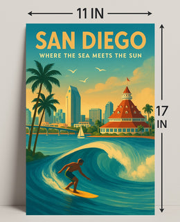 San Diego Where the Sea Meets the Sun Poster PosterGoat