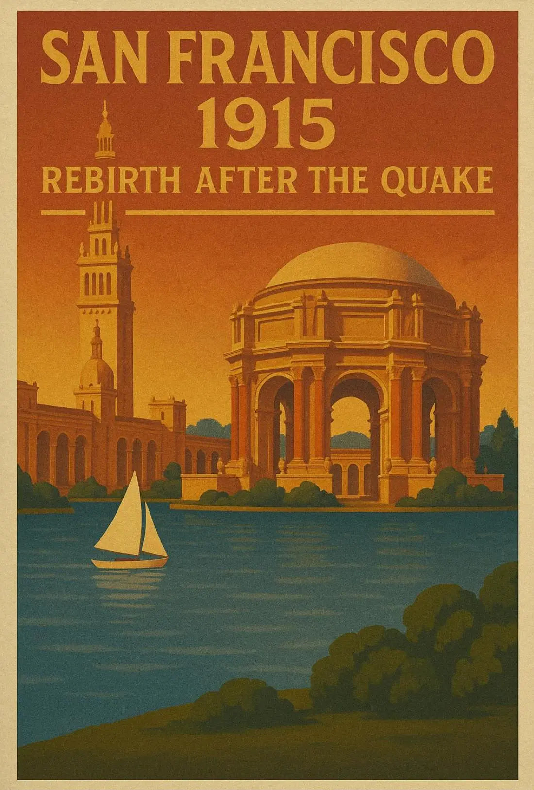 San Francisco 1915 Renewal Vintage Travel Poster PosterGoat