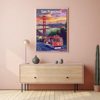 San Francisco Cable Car Sunset Travel Poster PosterGoat