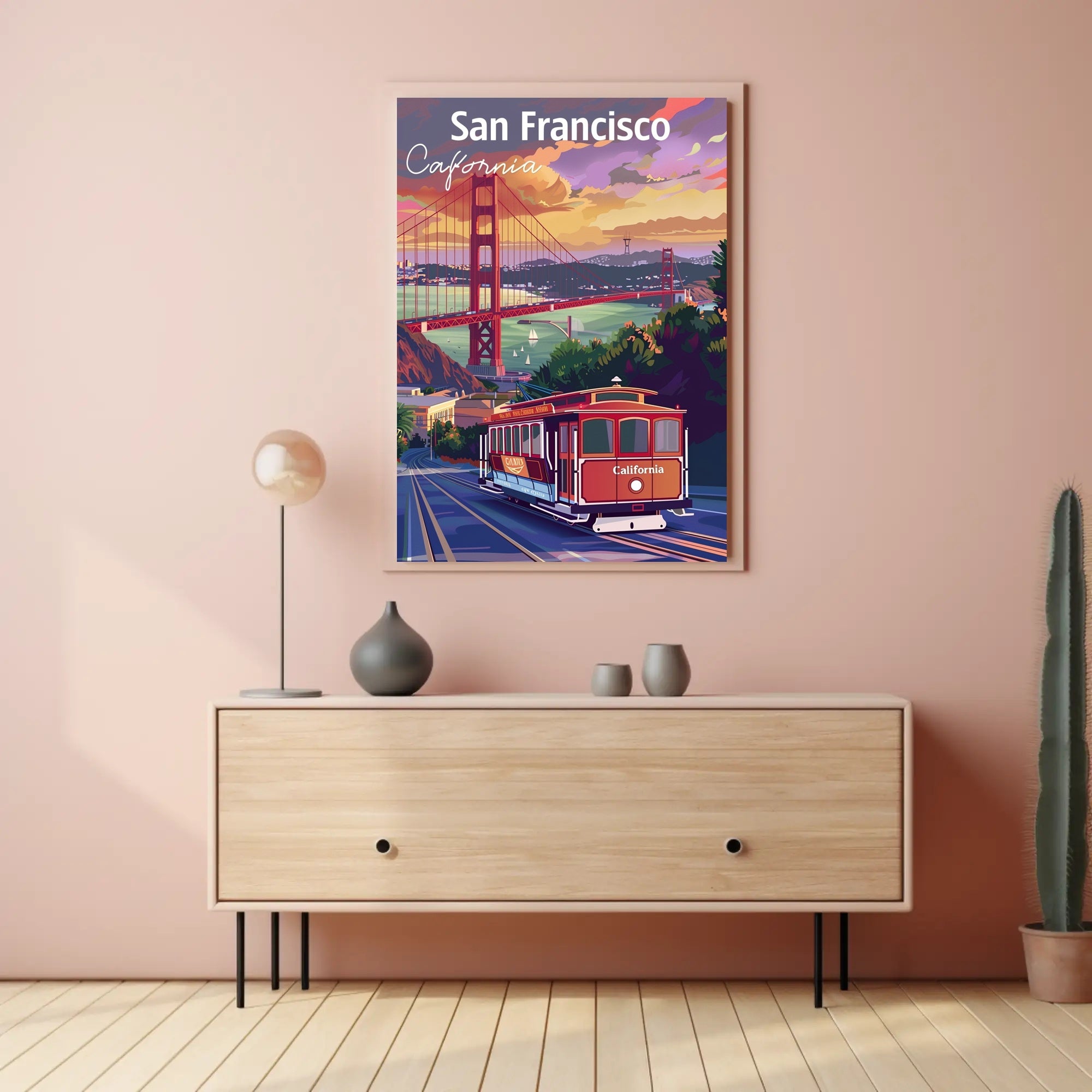 San Francisco Cable Car Sunset Travel Poster PosterGoat