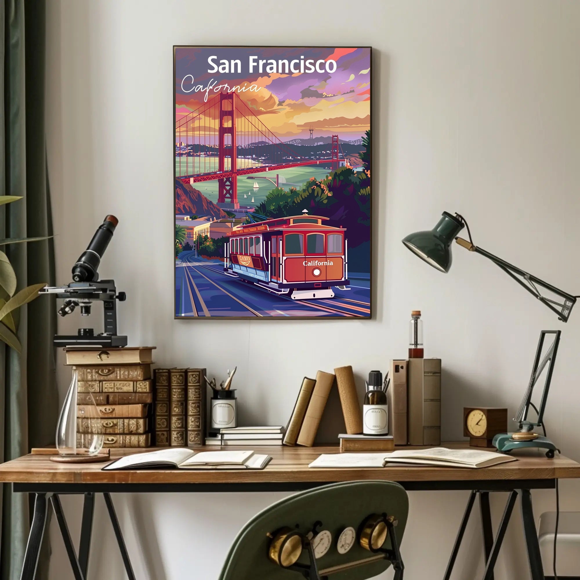 San Francisco Cable Car Sunset Travel Poster PosterGoat