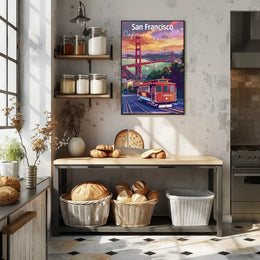 San Francisco Cable Car Sunset Travel Poster PosterGoat
